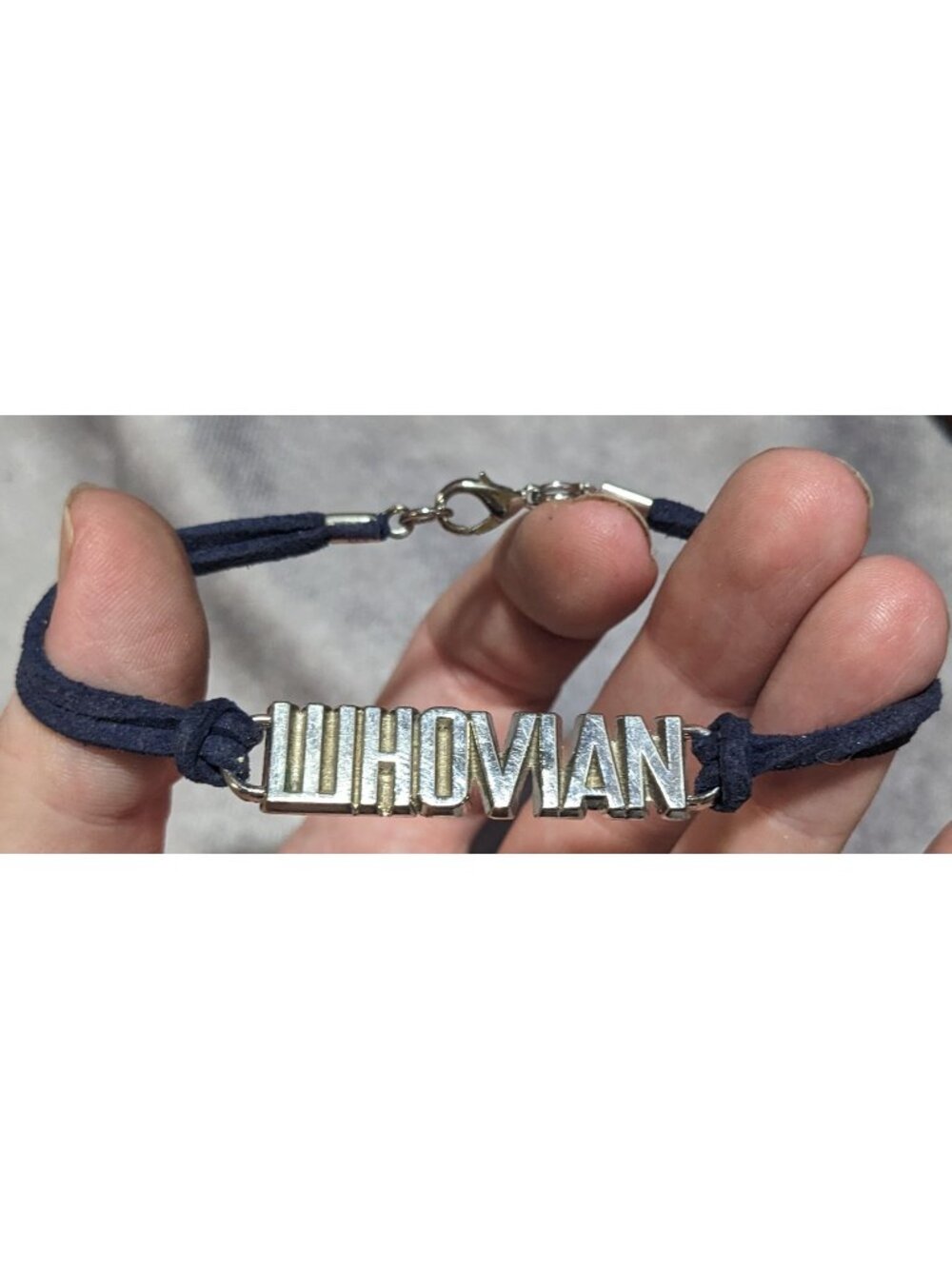 Y2K Geekcore Whovian Doctor Who Silver Tone Suede Cord Bracelet